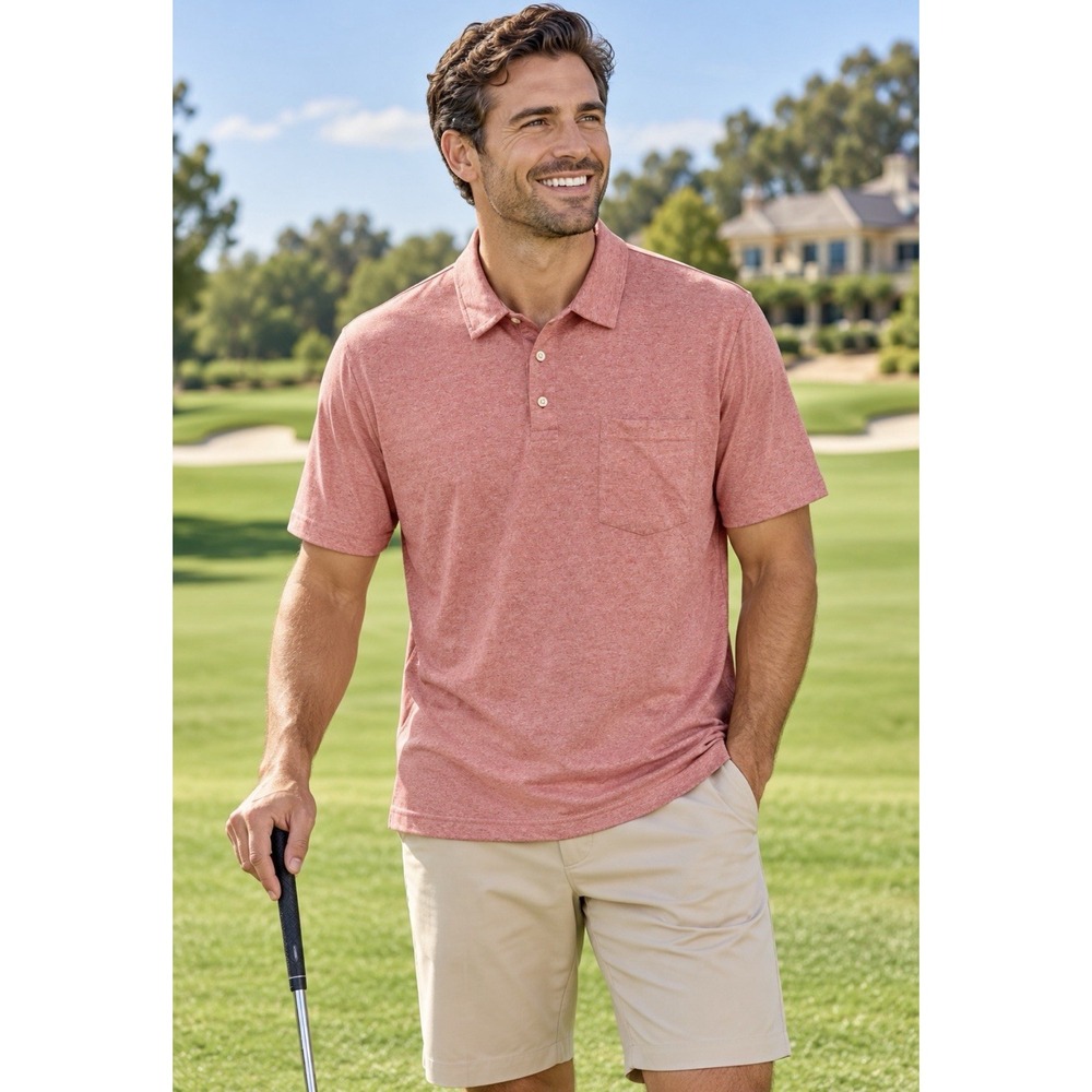 The Foundry Supply Co Polo Shirt Pink Short Sleeve Cotton 3 Button Mens XLT